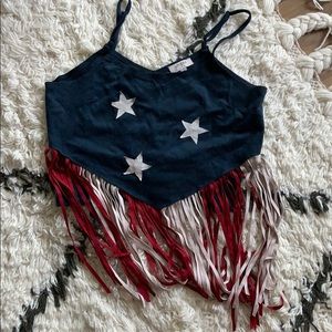 Americana suede fringe top